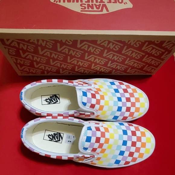 rainbow checkerboard old skool vans